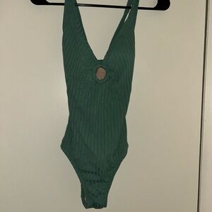 Kona Sol Teal Swimsuit with Bow Accent